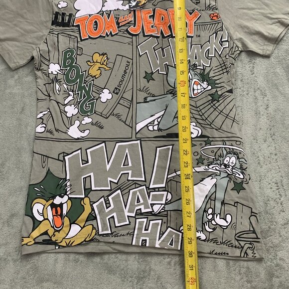 Tom & Jerry x Southpole Shirt Mens Size Large Gray Cartoon Onomatopoeia Y2K Look - Picture 2 of 13